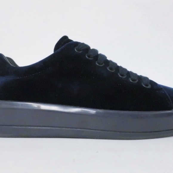 Prada Linea Rossa Velvet Platform Sneaker Navy Siz - Picture 2 of 8